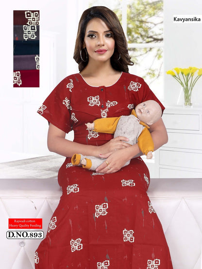 Print 0105 Kavyansika Rajwadi Feeding Night Gown Wholesaler Gujarat
