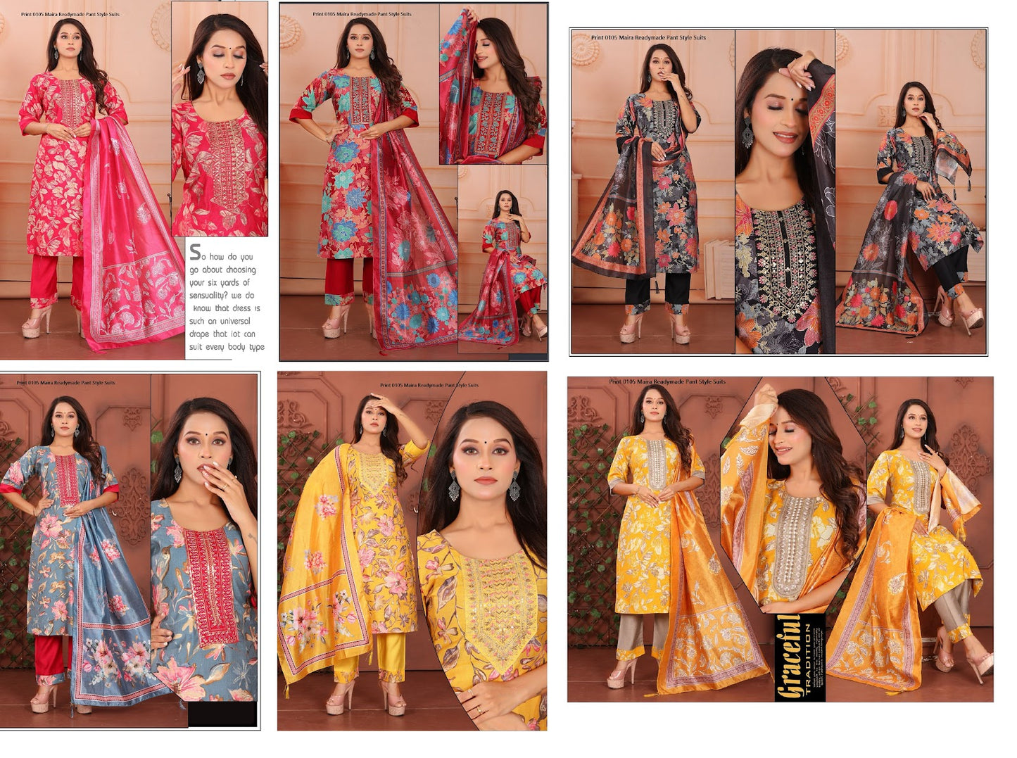 Print 0105 Maira Vetican Silk Readymade Pant Style Suits Exporter