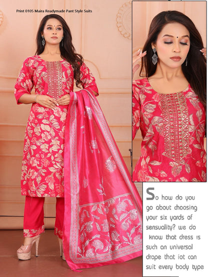 Print 0105 Maira Vetican Silk Readymade Pant Style Suits Exporter