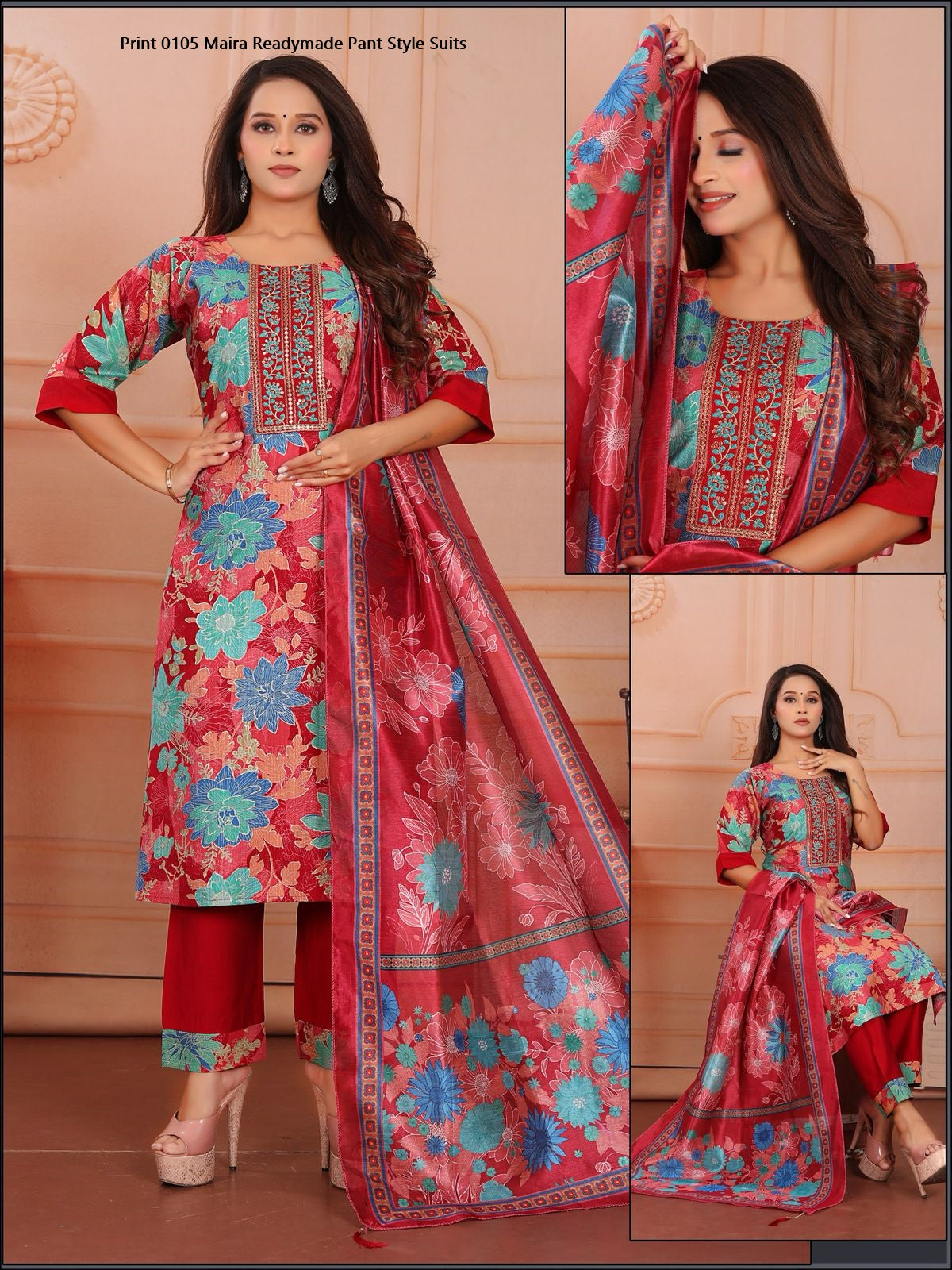 Print 0105 Maira Vetican Silk Readymade Pant Style Suits Exporter