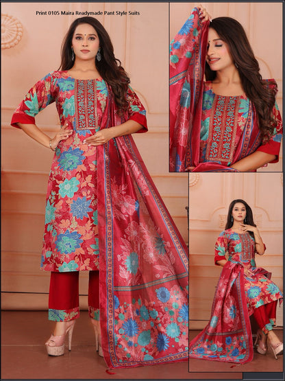 Print 0105 Maira Vetican Silk Readymade Pant Style Suits Exporter