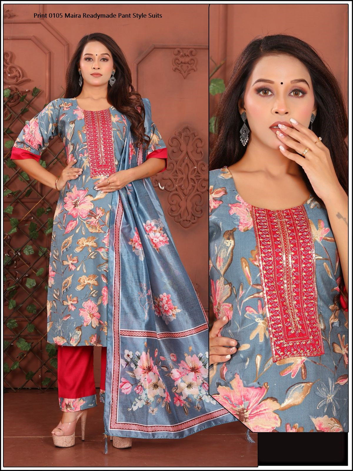 Print 0105 Maira Vetican Silk Readymade Pant Style Suits Exporter