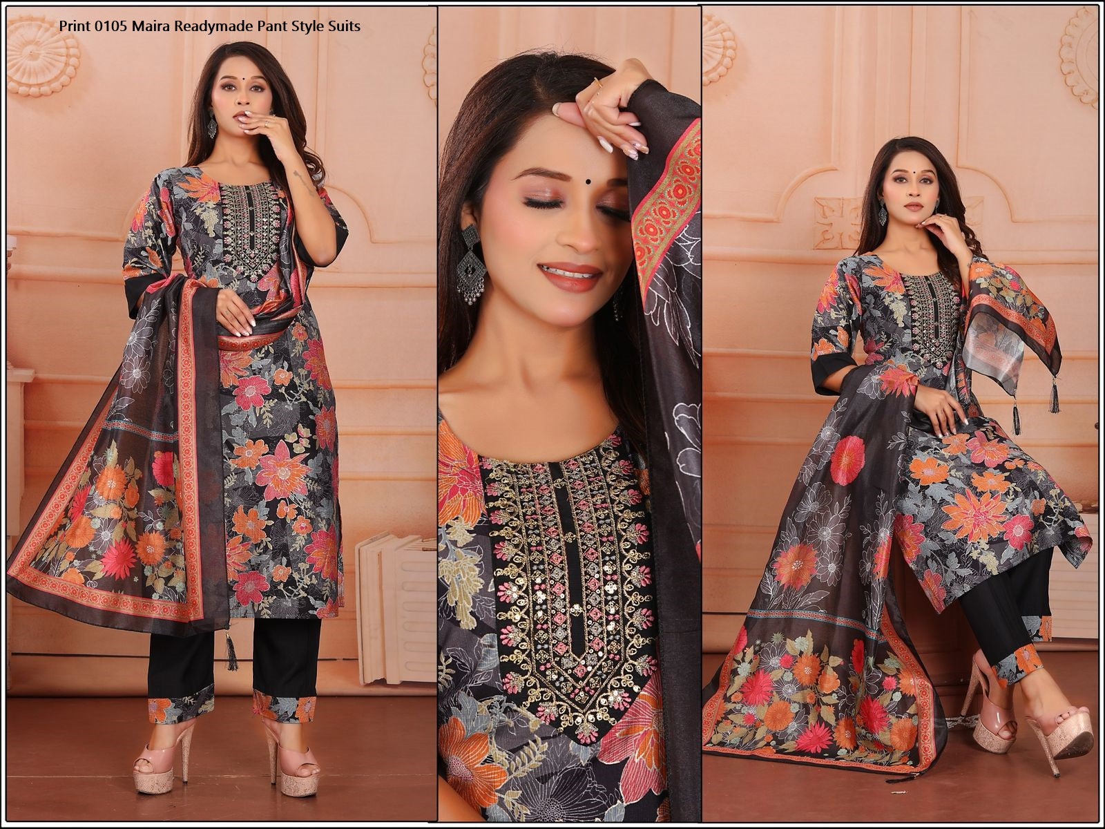 Print 0105 Maira Vetican Silk Readymade Pant Style Suits Exporter