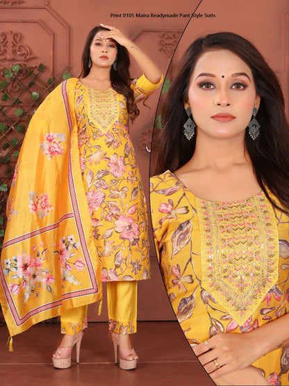 Print 0105 Maira Vetican Silk Readymade Pant Style Suits Exporter