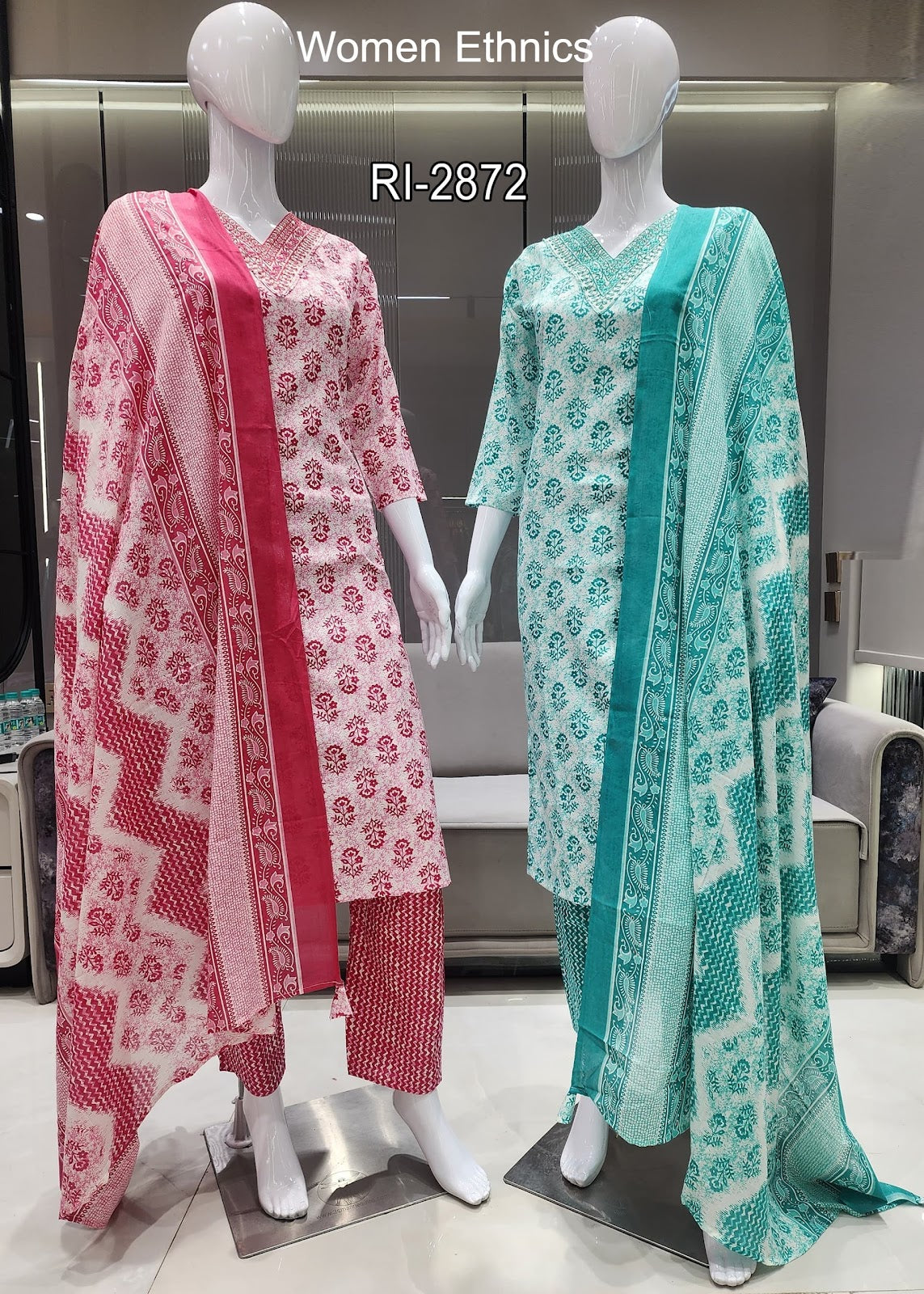Print 02 Women Ethnics Cotton Slub Readymade Pant Style Suits Manufacturer Ahmedabad