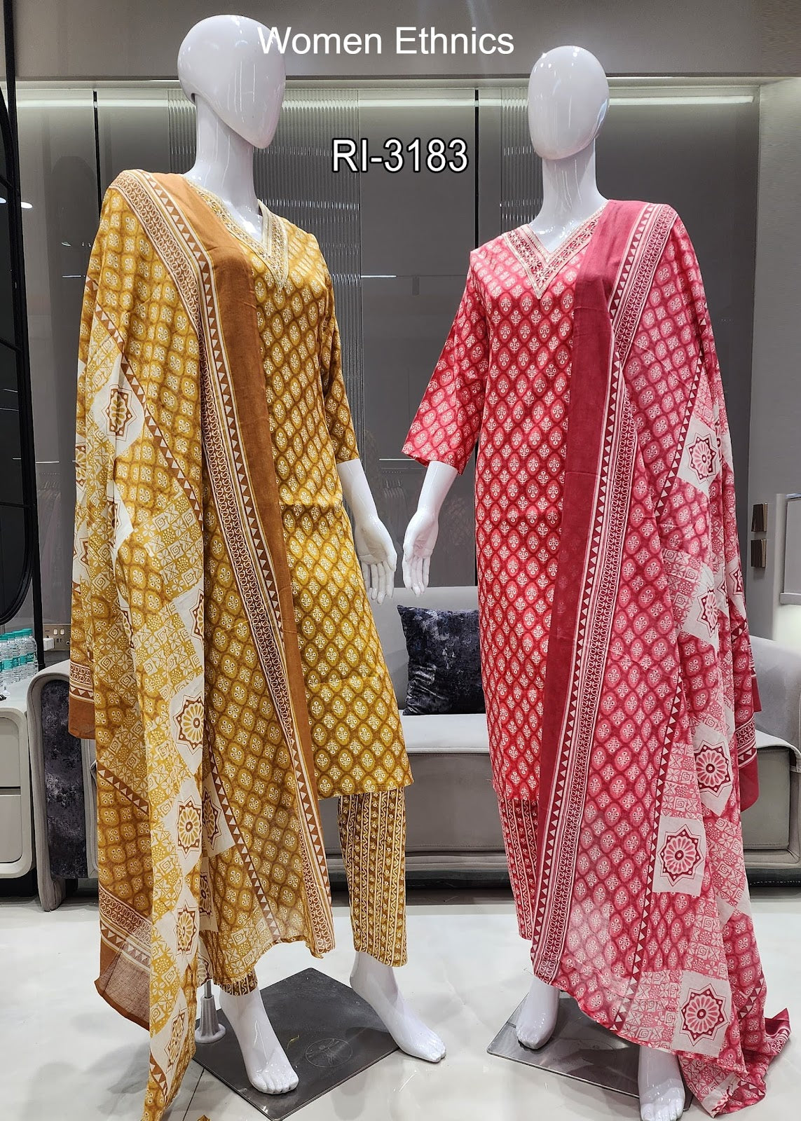 Print 02 Women Ethnics Cotton Slub Readymade Pant Style Suits Manufacturer Ahmedabad