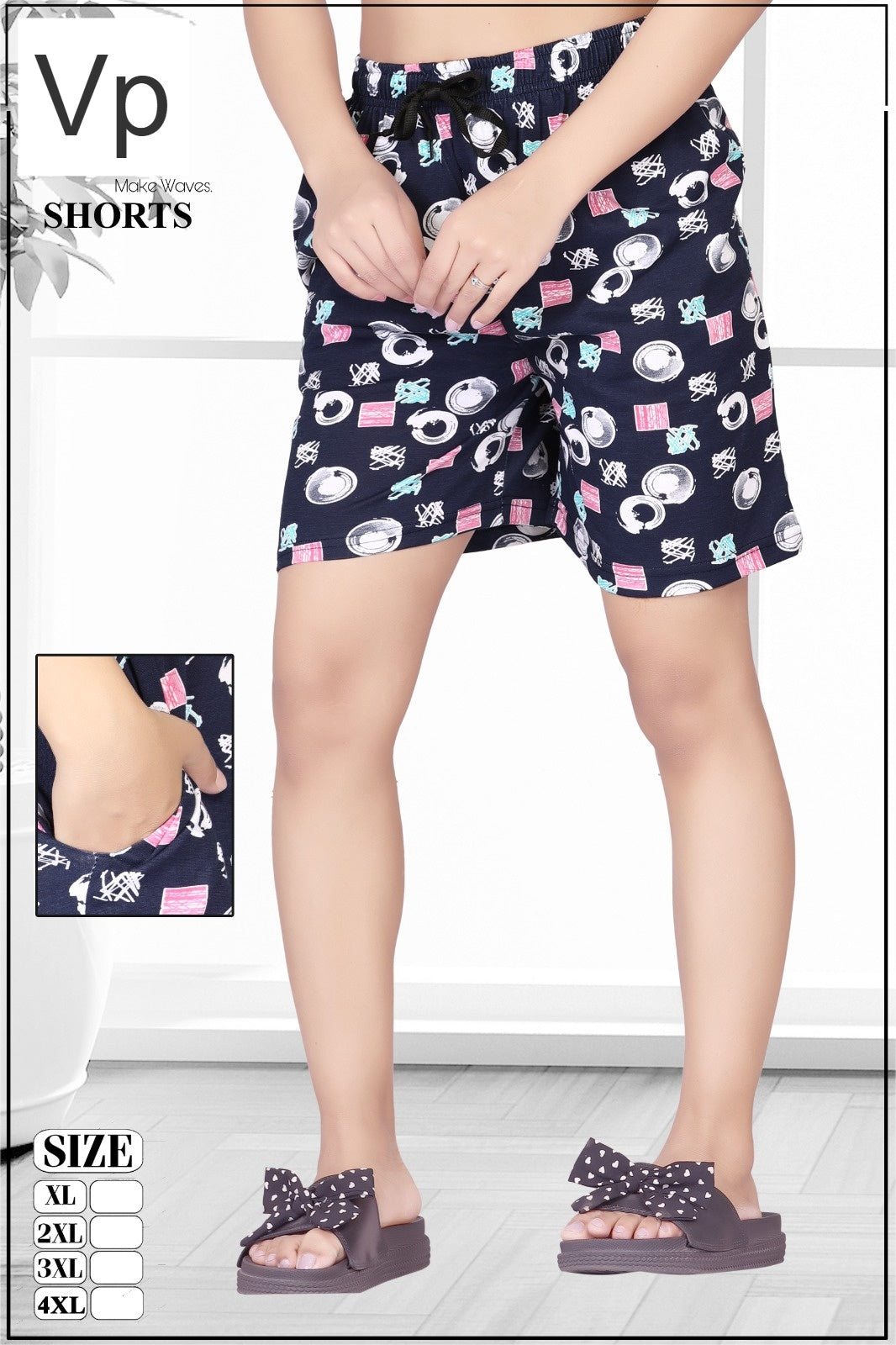 Print 030126 Vp Hosiery Cotton Women Shorts Wholesaler Ahmedabad