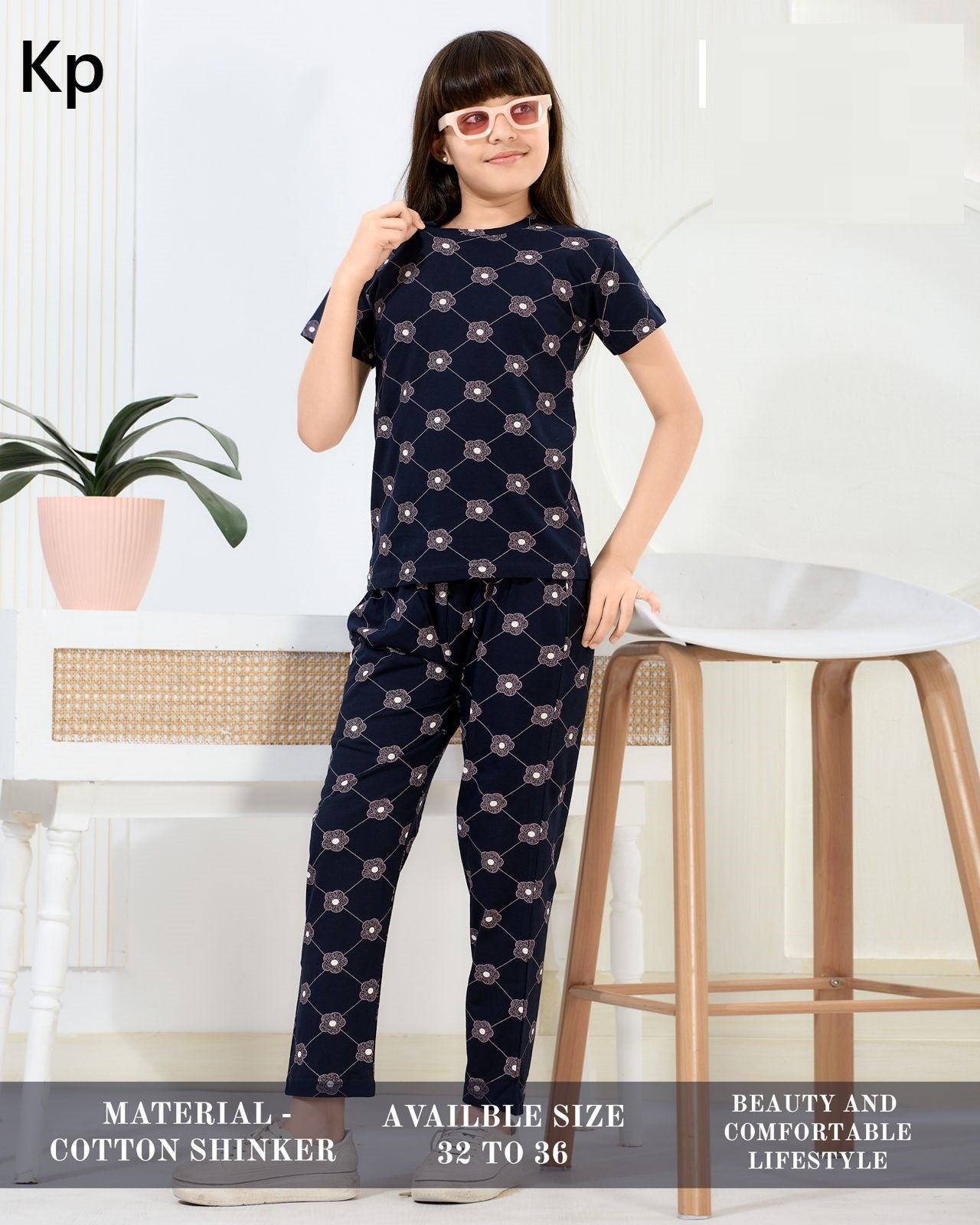 Print 030626 Kp Cotton Girls Night Suits Supplier India