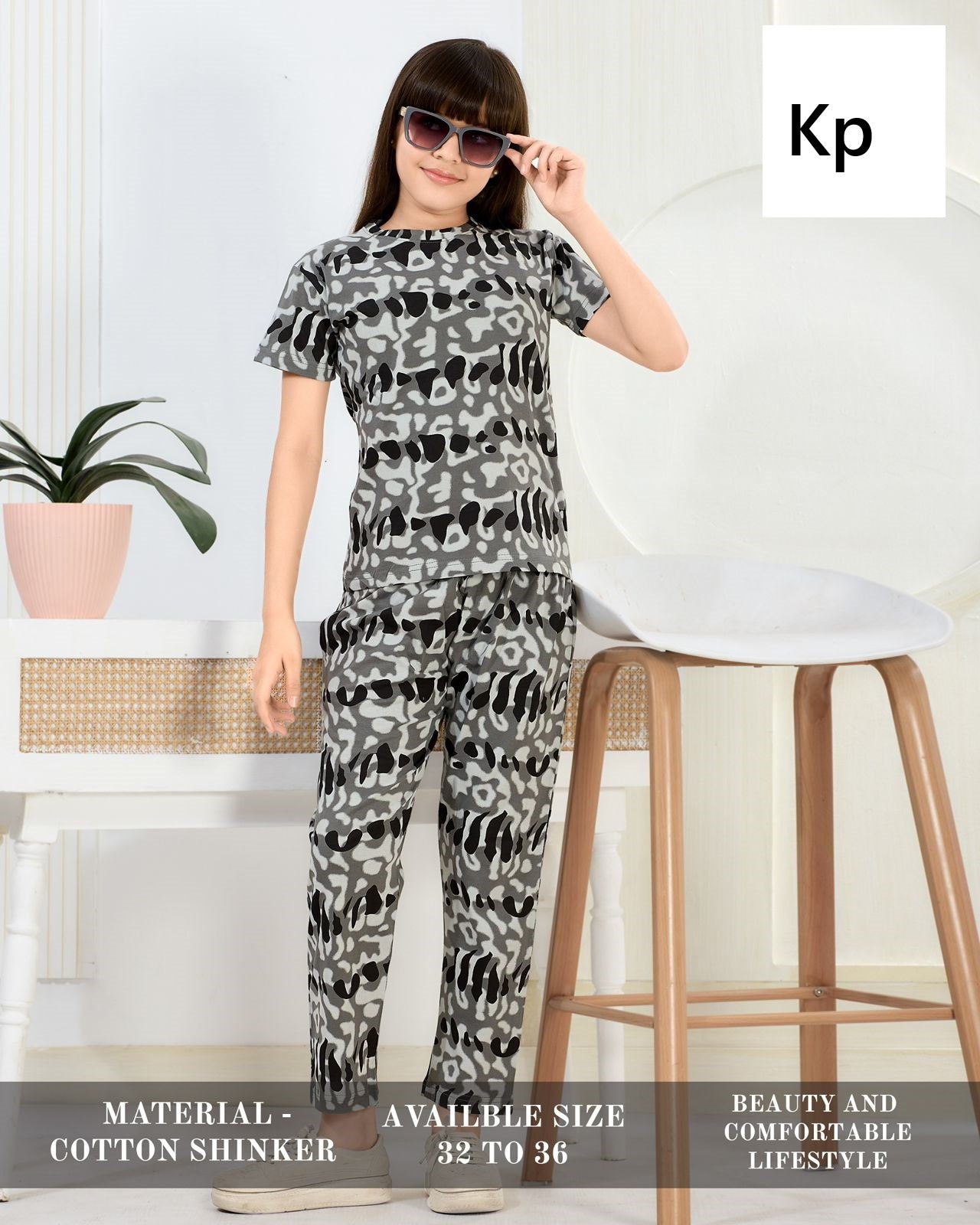 Print 030626 Kp Cotton Girls Night Suits Supplier India