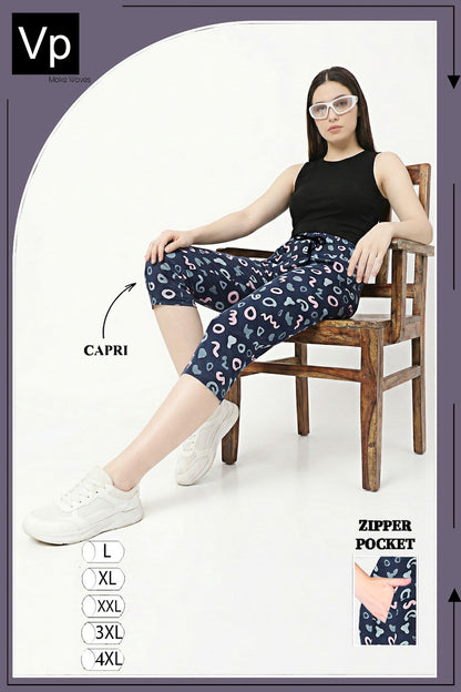 Print 0402 Vp Hosiery Cotton Womens Capri Wholesale Price