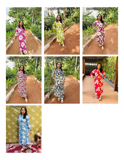 Print 0406 Kaso Rayon Co Ord Set Exporter Ahmedabad