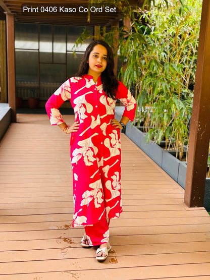 Print 0406 Kaso Rayon Co Ord Set Exporter Ahmedabad
