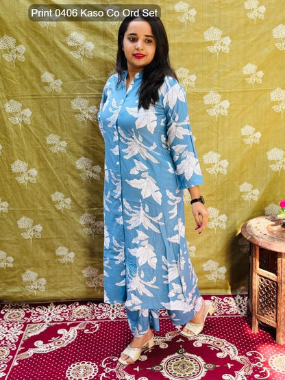 Print 0406 Kaso Rayon Co Ord Set Exporter Ahmedabad
