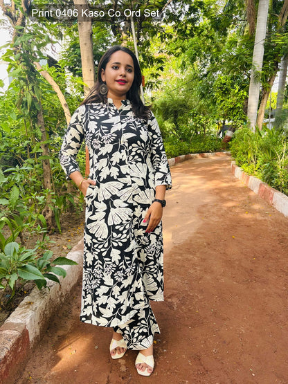 Print 0406 Kaso Rayon Co Ord Set Exporter Ahmedabad