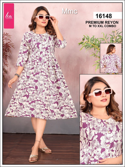 Print 051225 Mmc Reyon Anarkali Kurtis Supplier