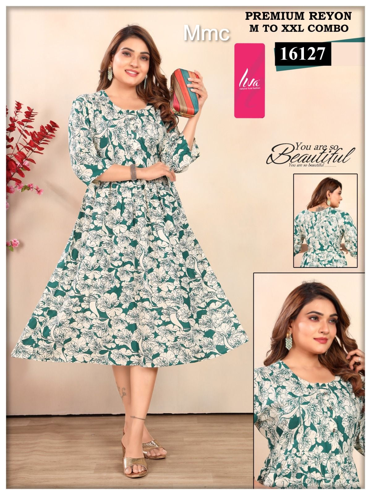 Print 051225 Mmc Reyon Anarkali Kurtis Supplier