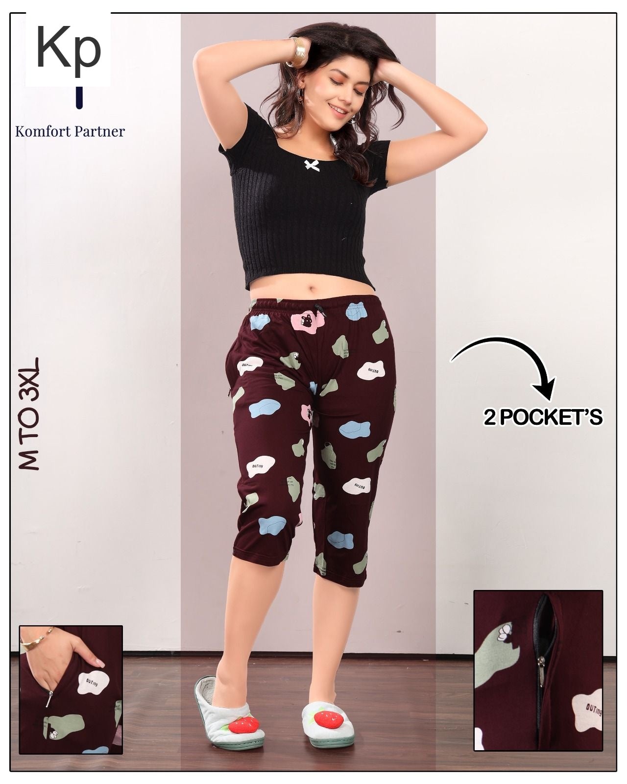 Print 0602 Kp Cotton Womens Capri Wholesaler India
