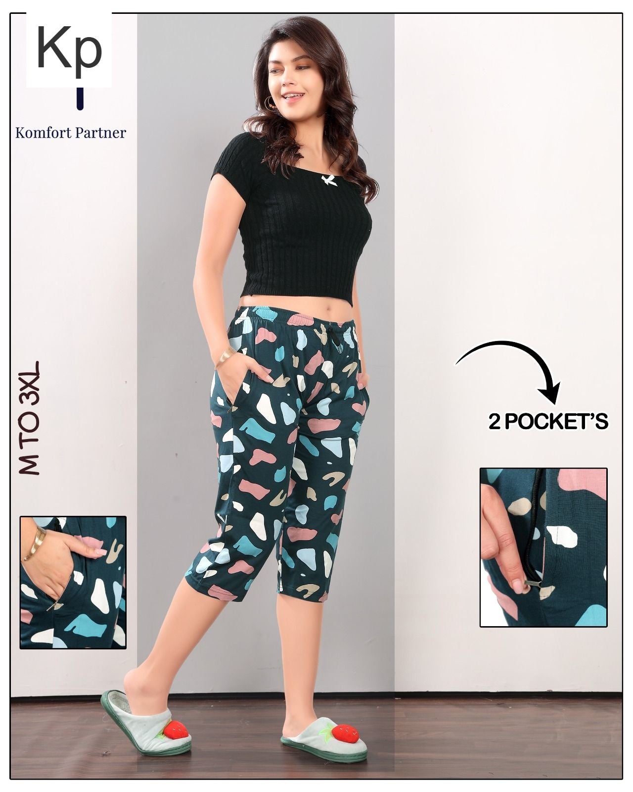 Print 0602 Kp Cotton Womens Capri Wholesaler India
