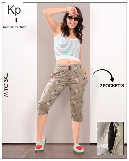 Print 0602 Kp Cotton Womens Capri Wholesaler India