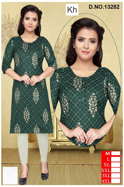 Print 060925 Kh Two Tone Knee Length Kurtis Wholesale Rate