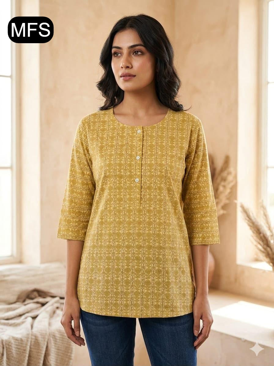 Print 080726 Mfs Cotton Short Kurtis Wholesaler