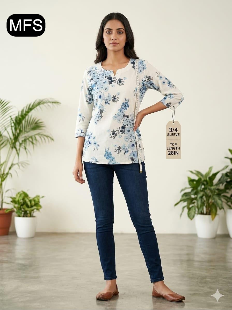 Print 080726 Mfs Cotton Short Kurtis Wholesaler