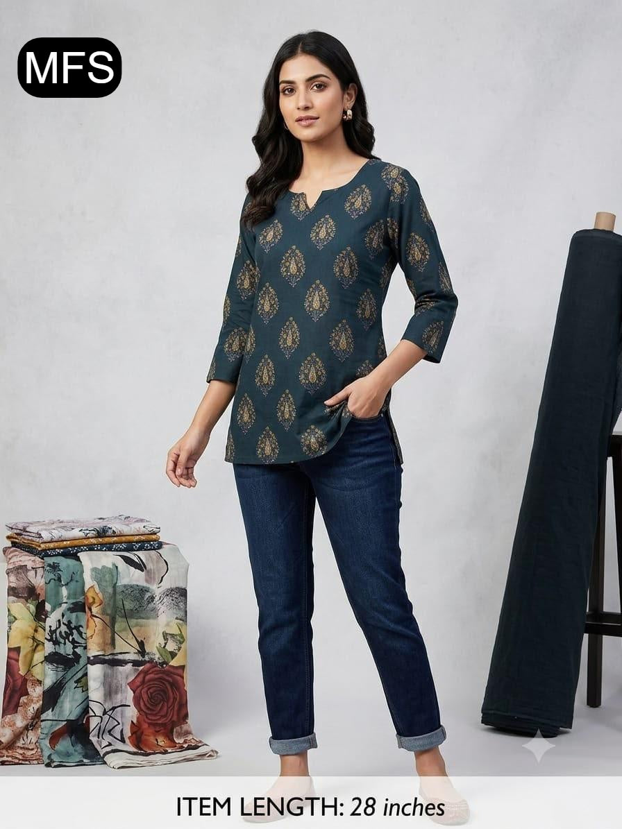Print 080726 Mfs Cotton Short Kurtis Wholesaler