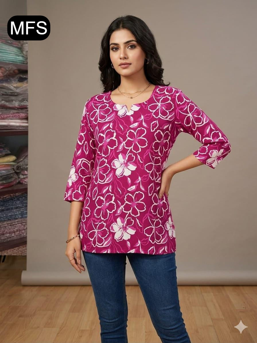 Print 080726 Mfs Cotton Short Kurtis Wholesaler