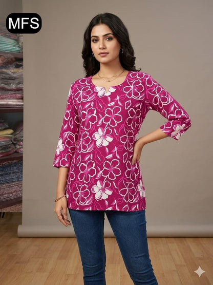 Print 080726 Mfs Cotton Short Kurtis Wholesaler