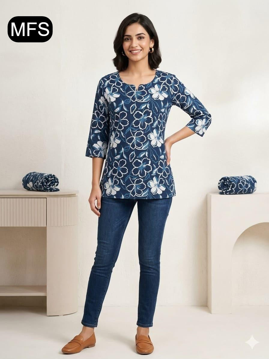 Print 080726 Mfs Cotton Short Kurtis Wholesaler