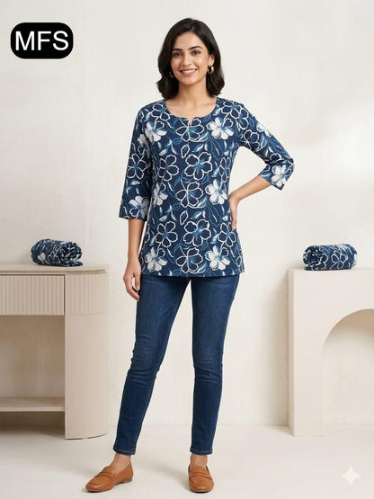 Print 080726 Mfs Cotton Short Kurtis Wholesaler