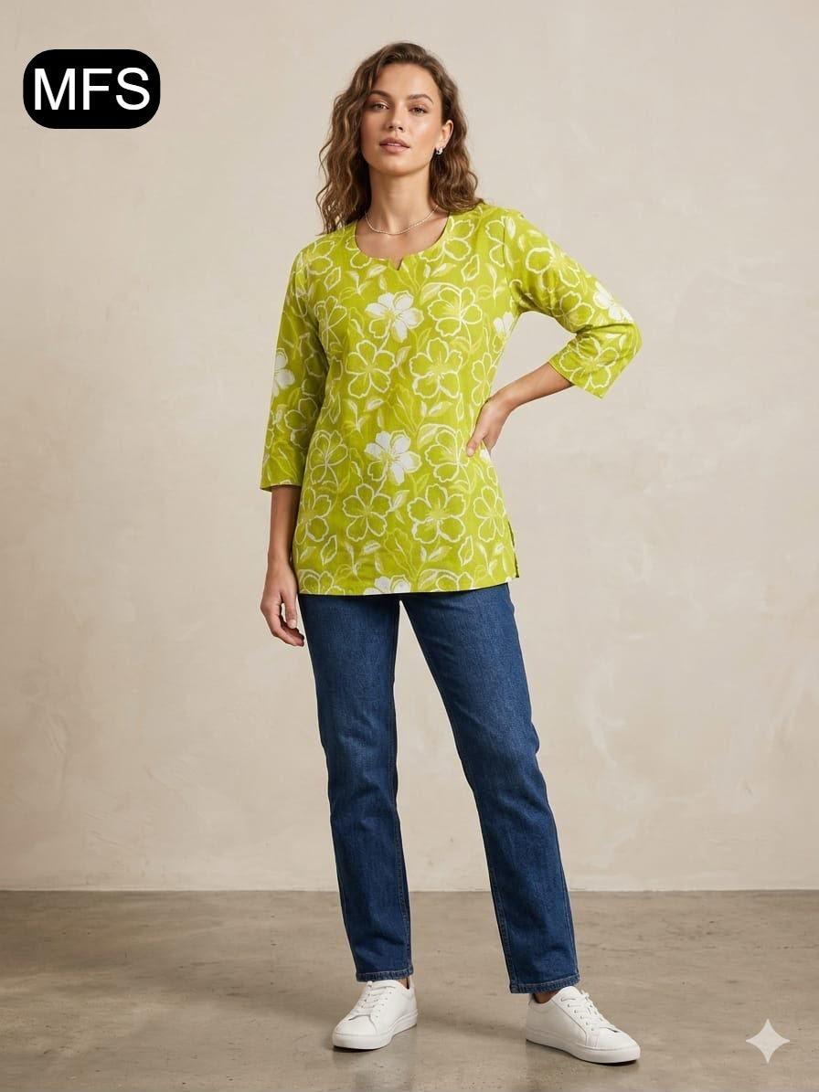 Print 080726 Mfs Cotton Short Kurtis Wholesaler