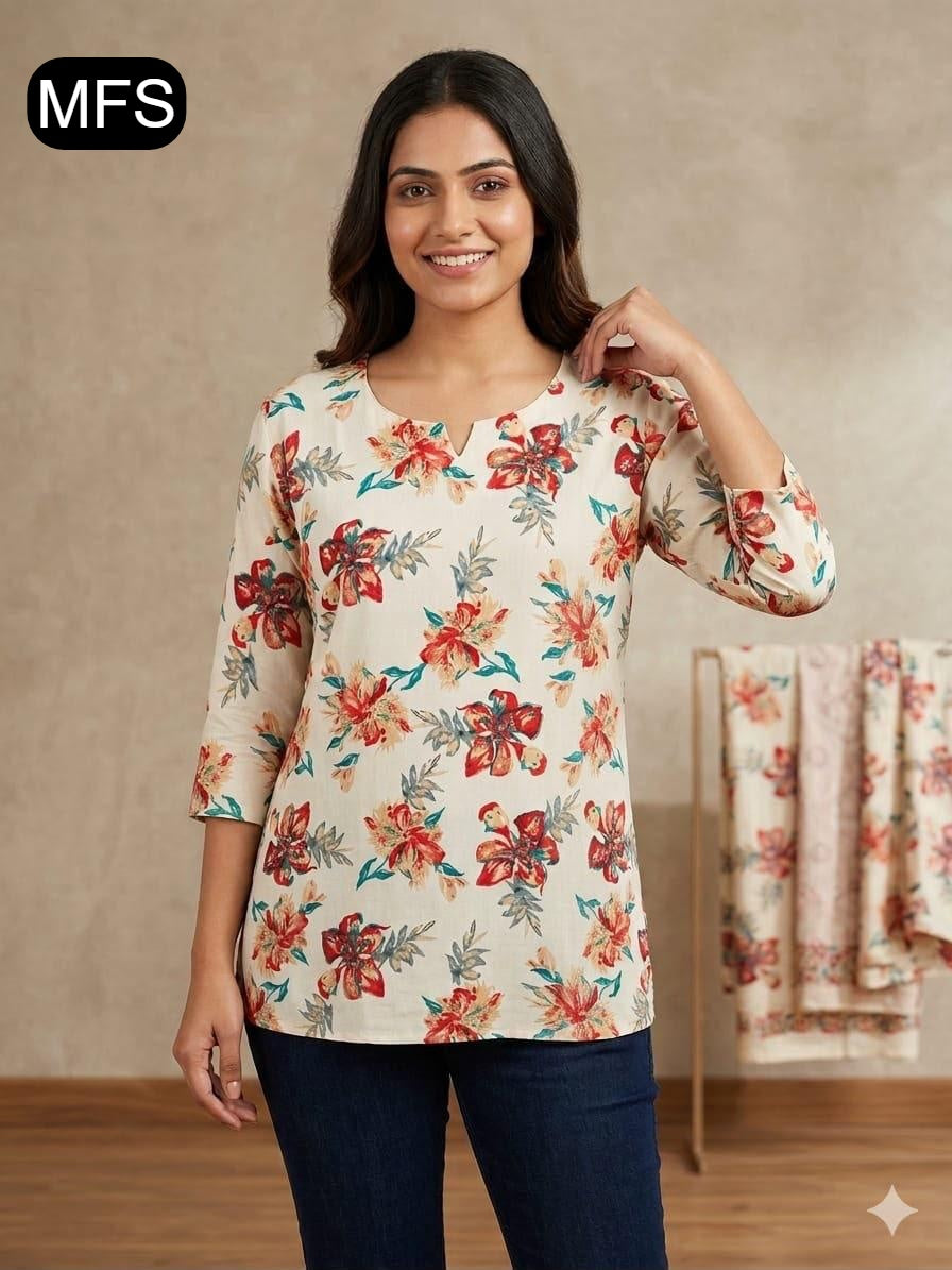 Print 080726 Mfs Cotton Short Kurtis Wholesaler