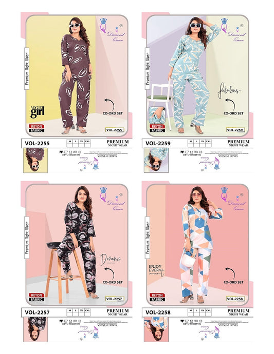 Print 0807 Diamond Queen Rayon 22Kg Co Ord Set Exporter Gujarat