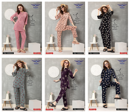 Print 10030 D Grab It Sinker Kurta Night Suits Manufacturer India