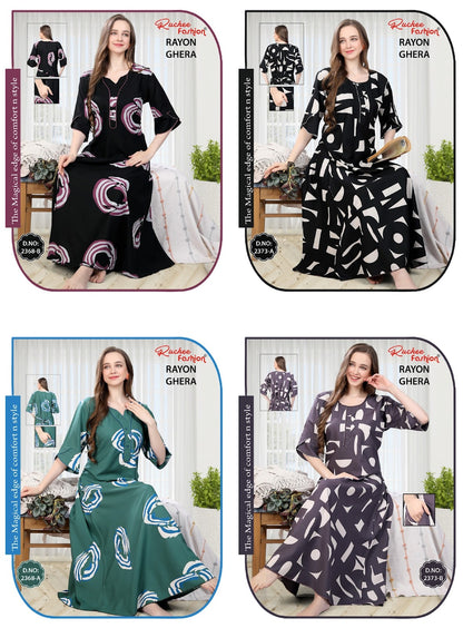 Print 101224 Ruchee Fashion Rayon Night Gowns Wholesaler Gujarat
