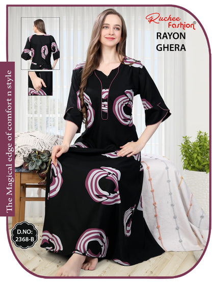 Print 101224 Ruchee Fashion Rayon Night Gowns Wholesaler Gujarat
