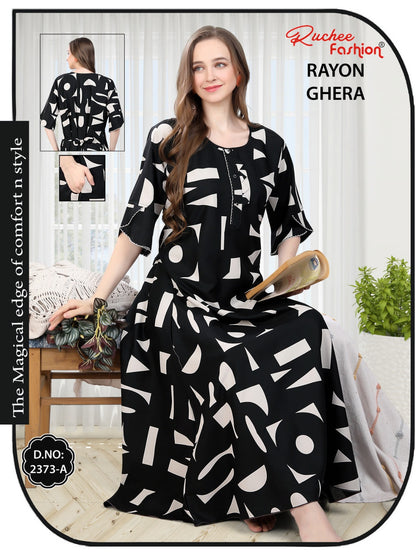 Print 101224 Ruchee Fashion Rayon Night Gowns Wholesaler Gujarat