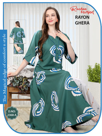 Print 101224 Ruchee Fashion Rayon Night Gowns Wholesaler Gujarat
