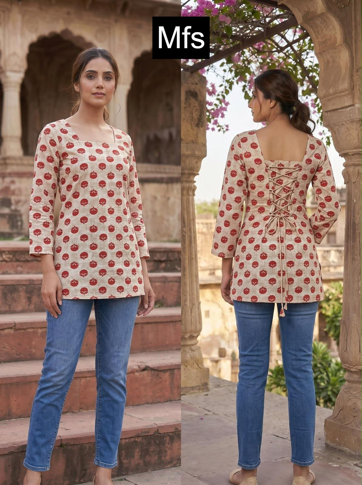 Print 110626 Mfs Cotton Short Kurtis Manufacturer India