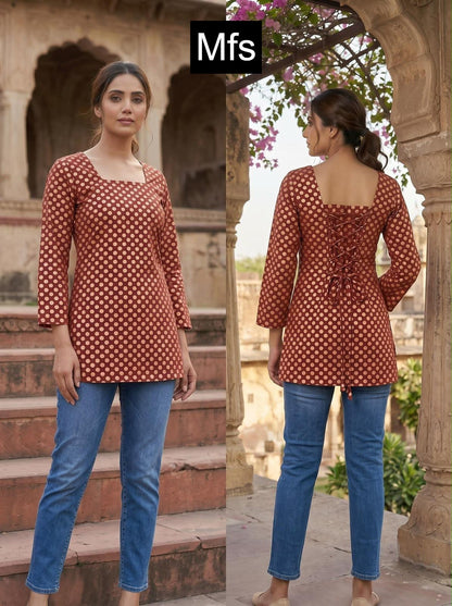 Print 110626 Mfs Cotton Short Kurtis Manufacturer India