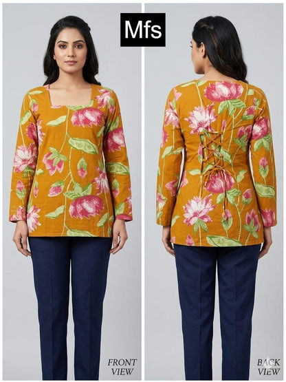 Print 110626 Mfs Cotton Short Kurtis Manufacturer India