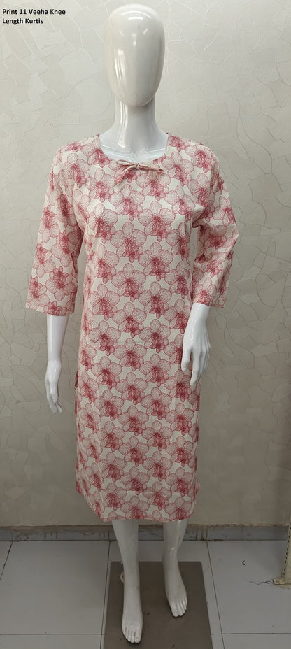 Print 11 Veeha Cambric Cotton Knee Length Kurtis Wholesale Price