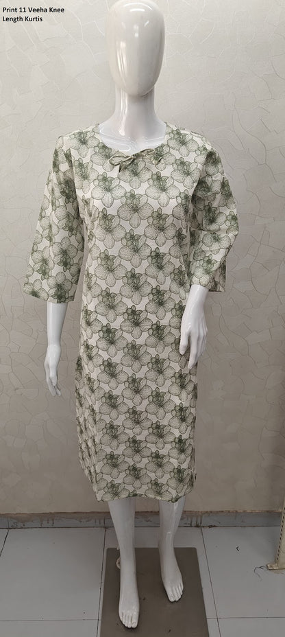 Print 11 Veeha Cambric Cotton Knee Length Kurtis Wholesale Price