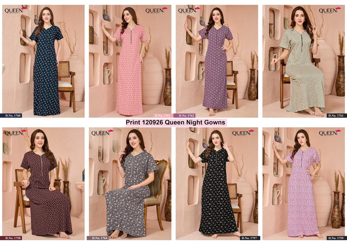 Print 120926 Queen Hosiery Night Gowns Wholesaler Gujarat