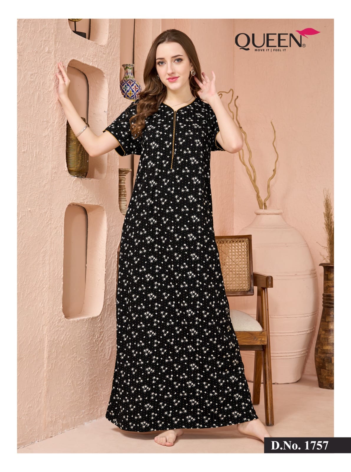 Print 120926 Queen Hosiery Night Gowns Wholesaler Gujarat