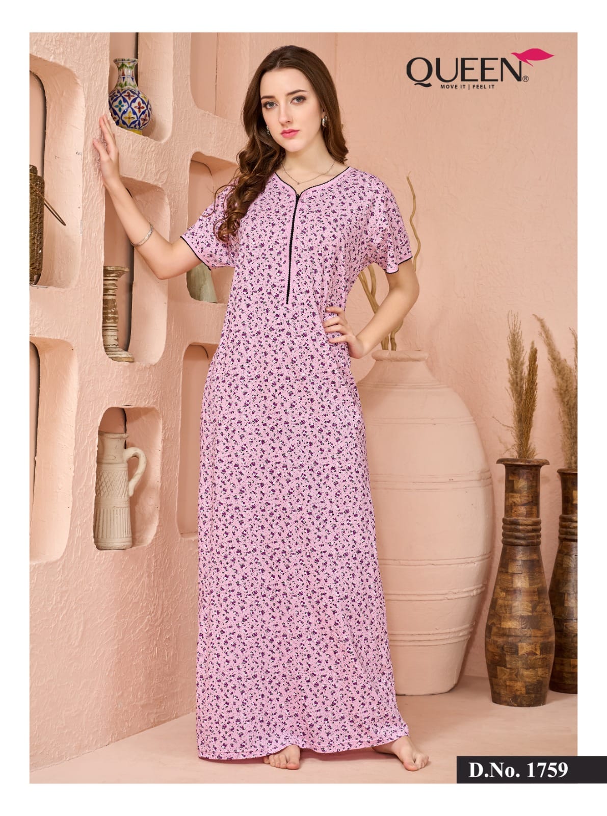 Print 120926 Queen Hosiery Night Gowns Wholesaler Gujarat