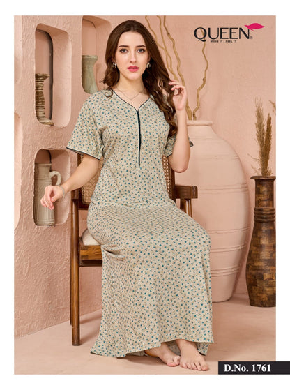 Print 120926 Queen Hosiery Night Gowns Wholesaler Gujarat