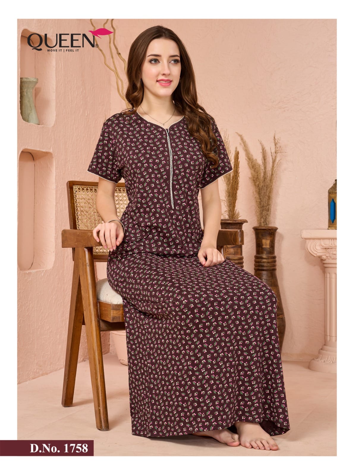 Print 120926 Queen Hosiery Night Gowns Wholesaler Gujarat