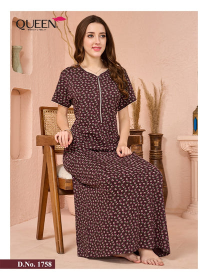 Print 120926 Queen Hosiery Night Gowns Wholesaler Gujarat